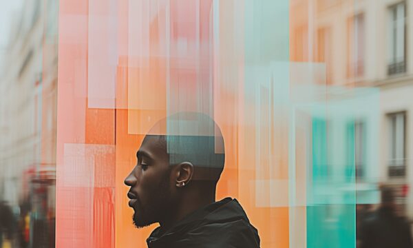 Man with Geometric Background